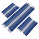 Ver imagem 1 de Tapete para Cozinha Azul Listra Preta Passadeira Jogo 3 Peças