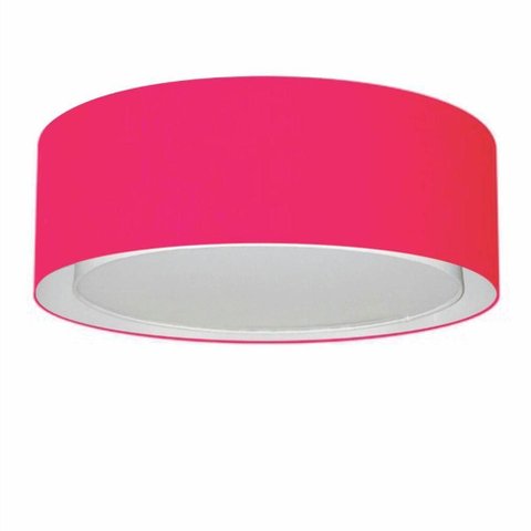 Plafon Cilíndrico Duplo Vivare Md-3037 Cúpula em Tecido 60x25cm - Bivolt Rosa-pink 127/220v