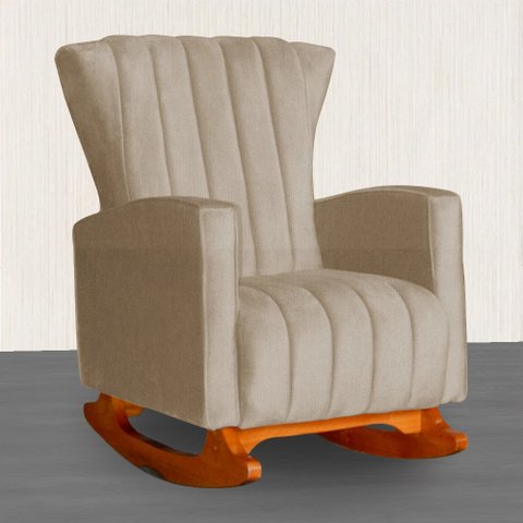 Poltrona Estofada de Balanço Melinda Suede Cappuccino - Lm Decor