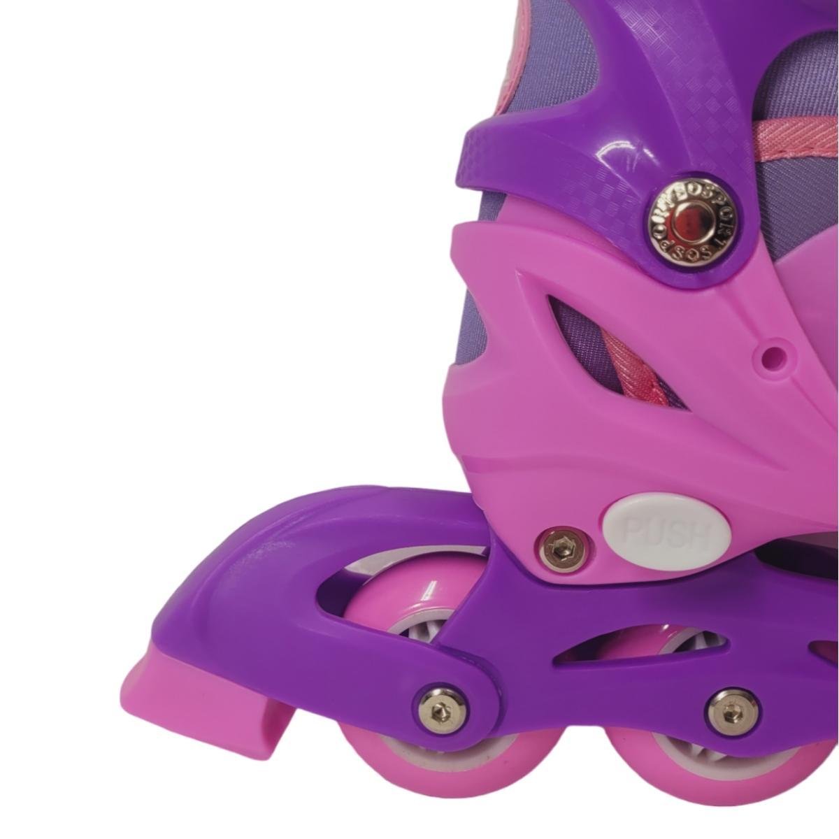 Patins Inline Ajustável Kit Proteção Dmr6544 Rosa 30-33 - 5