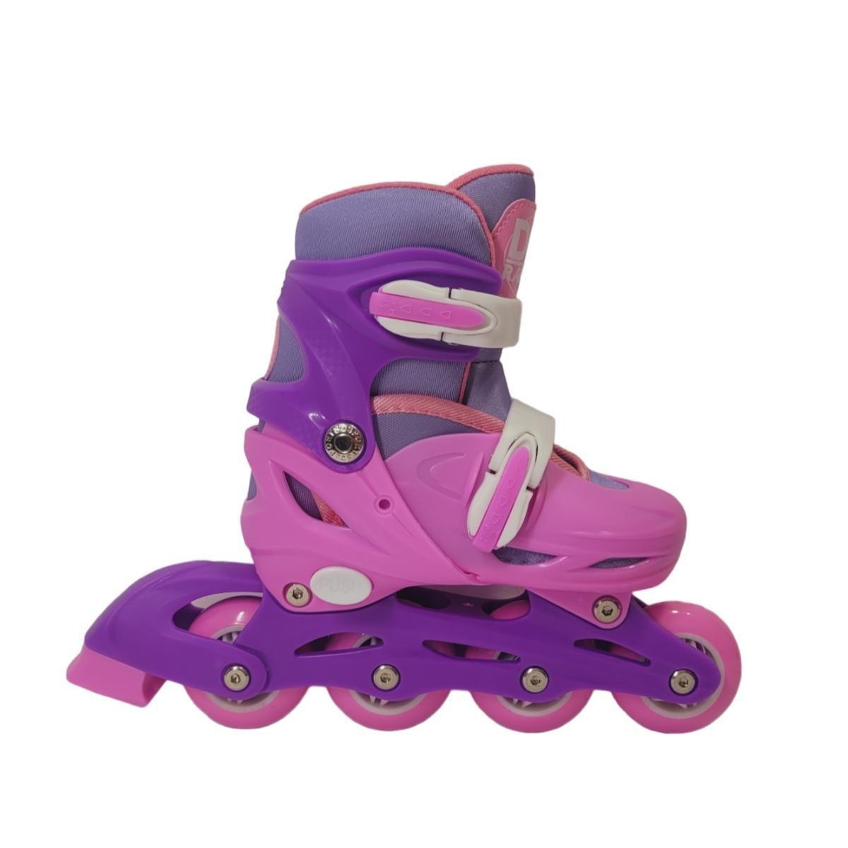 Patins Inline Ajustável Kit Proteção Dmr6544 Rosa 30-33 - 3