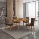 Ver imagem 4 de Mesa de Jantar Liz Carolina 120cm Tampo MDF Laminado Canto Copo com 4 Cadeiras