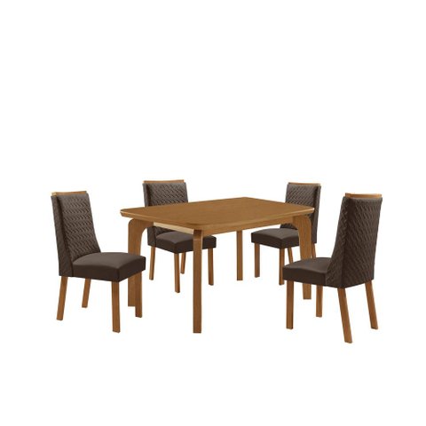 Mesa de Jantar Liz Carolina 120cm Tampo MDF Laminado Canto Copo com 4 Cadeiras