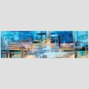 Ver imagem 3 de Quadro Panorâmico Indigo No Chassi 120X35Cm