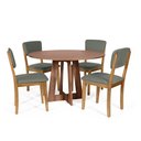 Ver imagem 1 de Mesa de Jantar Redonda Montreal Noronha com 4 Cadeiras Estofadas Ella Cinza