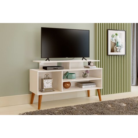 Rack para Tv de 42 Pés de Madeira Suporte Robusto 110cm:off White