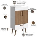 Ver imagem 6 de Conjunto Banheiro Gabinete com Pés 50cm Lavatório e Armário Allegra B06 Branco Carvalho - Lyam