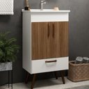 Ver imagem 4 de Conjunto Banheiro Gabinete com Pés 50cm Lavatório e Armário Allegra B06 Branco Carvalho - Lyam