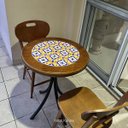 Ver imagem 4 de Mesa Madeira Azulejo 60cm - Bistrô Fixa 78cm - Natural - Anos Dourados