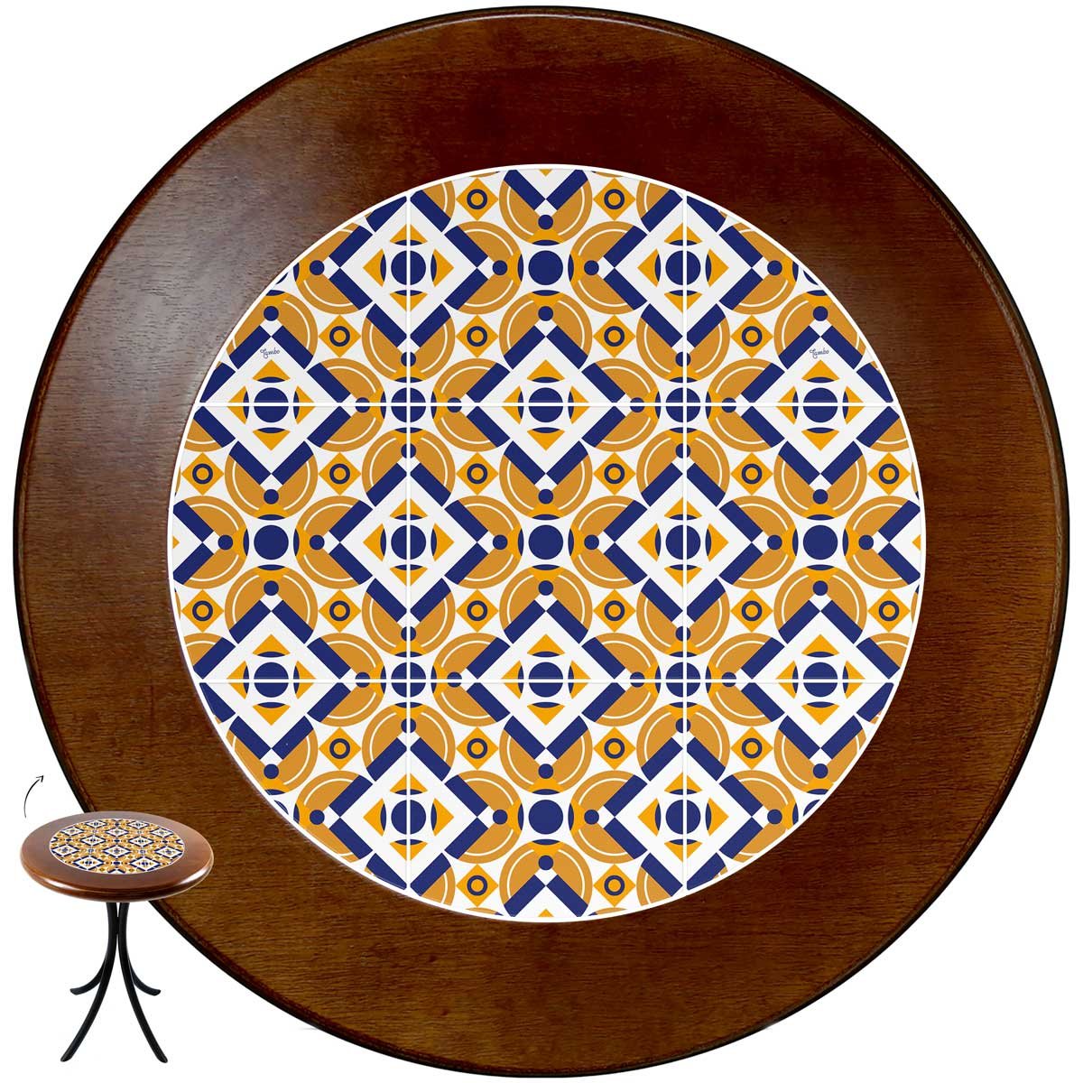 Mesa Madeira Azulejo 60cm - Bistrô Fixa 78cm - Natural - Anos Dourados - 2