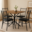 Ver imagem 2 de Mesa de Cozinha Compacta Quadrada Mdf 68cm com 4 Cadeiras Estofadas em Aço Preto