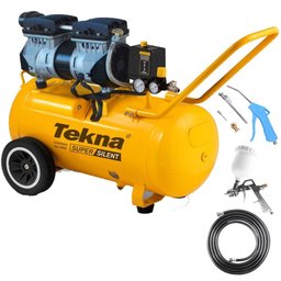 Compressor de Ar Silencioso Isento de óleo 6,4 Pés 50 Litros CSP7050/50L TEKNA + Kit Multiuso 6 Pe - 1