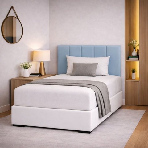 Kit 5 Peças Cabeceira Modular Cama Box 60x20 Solteiro Cores:azul Bebê