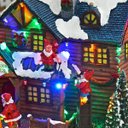 Ver imagem 7 de Vila Natalina Papai Noel Natal Duende Casinha Som LED Rena Giratoria Enfeite Mesa Estante Recepçao C