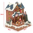 Ver imagem 6 de Vila Natalina Papai Noel Natal Duende Casinha Som LED Rena Giratoria Enfeite Mesa Estante Recepçao C