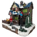 Ver imagem 1 de Vila Natalina Papai Noel Natal Duende Casinha Som LED Rena Giratoria Enfeite Mesa Estante Recepçao C