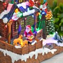 Ver mais imagens de Vila Natalina Papai Noel Natal Duende Casinha Som LED Rena Giratoria Enfeite Mesa Estante Recepçao C