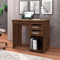 Mesa Escrivaninha Veneza para Computador 90cm com 2 Gavetas - Imbuia - 1