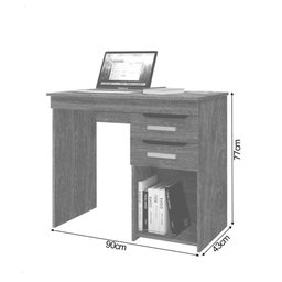 Mesa Escrivaninha Veneza para Computador 90cm com 2 Gavetas - Imbuia - 3