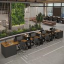 Ver mais imagens de Estação de Trabalho 8 Lugares Smart Office 8 Mesas 6 Armários 4 Aparadores - Preto e Cedro