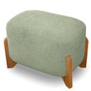 Ver imagem 1 de Puff Oval Pé de Madeira Decorativo para Sala Orgânico Confortável e Reforçado Bouclé Fluffy