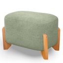 Ver imagem 4 de Puff Oval Pé de Madeira Decorativo para Sala Orgânico Confortável e Reforçado Bouclé Fluffy