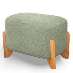 Puff Oval Pé de Madeira Decorativo para Sala Orgânico Confortável e Reforçado Bouclé Fluffy - 4