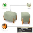 Ver imagem 3 de Puff Oval Pé de Madeira Decorativo para Sala Orgânico Confortável e Reforçado Bouclé Fluffy