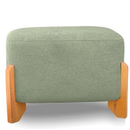 Puff Oval Pé de Madeira Decorativo para Sala Orgânico Confortável e Reforçado Bouclé Fluffy - 5