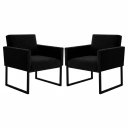 Ver imagem 1 de Kit 2 Poltronas Reforçada para Recepção Base Metálica Preto Preto