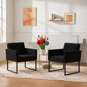 Ver imagem 2 de Kit 2 Poltronas Reforçada para Recepção Base Metálica Preto Preto