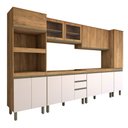 Ver imagem 1 de Cozinha Completa Modulada 13 Portas 3 Gavetas com Vidro Freijó/off White - Panorama Móveis