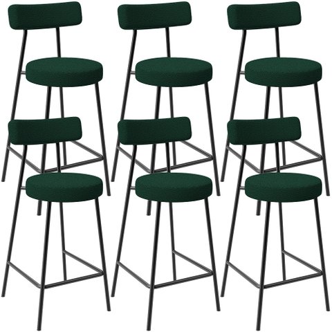 Kit 06 Banquetas Baixa para Cozinha Sala de Jantar Bar Bancada Milão L02 Bouclê Verde - lyam decor L