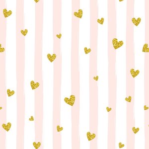 Papel de Parede Teens Listrado Rosa e Corações - 3,30x0,50m