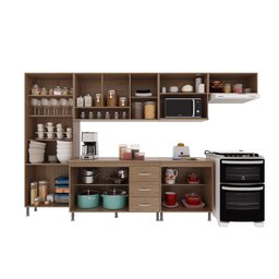 Cozinha Modulada Completa Fidelitá Paris 6 Peças 330cm 15 Portas 3 Gavetas com Tampo - 2