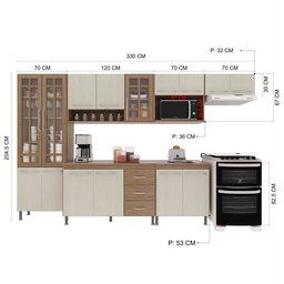 Cozinha Modulada Completa Fidelitá Paris 6 Peças 330cm 15 Portas 3 Gavetas com Tampo - 4