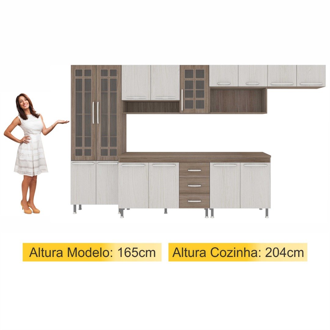 Cozinha Completa D'incanto Paris Modulada 6 Peças 330 Cm 15 Portas 3 ...