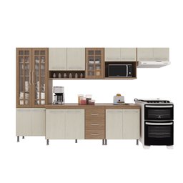 Cozinha Modulada Completa Fidelitá Paris 6 Peças 330cm 15 Portas 3 Gavetas com Tampo - 3