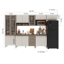 Ver imagem 5 de Armário de Cozinha Modulada Completa Fidelitá Paris 6 Peças 330cm 15 Portas 3 Gavetas com Tampo