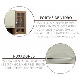 Cozinha Modulada Completa Fidelitá Paris 6 Peças 330cm 15 Portas 3 Gavetas com Tampo - 5