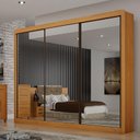 Ver imagem 4 de Guarda Roupa Casal 3 Portas 3 Espelhos São Paulo Gold Cinamomo – Leifer Móveis