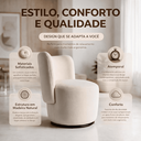 Ver imagem 2 de Poltrona Orgânica Lia Giratória Boucle Redonda Luxo Moderna p/ Penteadeira Sala Espera Recepção:Bege