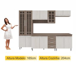 Cozinha Completa Predilleta Gabrieli Modulada 5 Pecas 260cm 13 Portas 3 Gavetas com Tampo Nogal Sal - 2