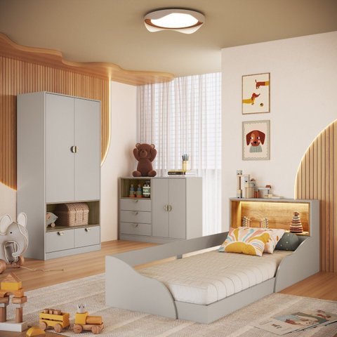 Quarto Infantil Completo 112,6cm x 184,4cm Lille Bege/Arenas
