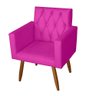 Kit 1 Poltrona Para sala de Estar Bianca Capitonê e 1 Puff Redondo Corino Pink - Móveis Mafer - 4