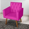 Kit 1 Poltrona Para sala de Estar Bianca Capitonê e 1 Puff Redondo Corino Pink - Móveis Mafer - 5