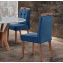 Ver imagem 3 de Conjunto 4 Cadeiras Estofadas Lais Madeira Eucalipto Amendoa/Azul