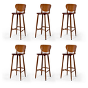 Ver imagem 1 de Conjunto 6 Banquetas Altas Bistrô de Madeira Lisboa:imbuia