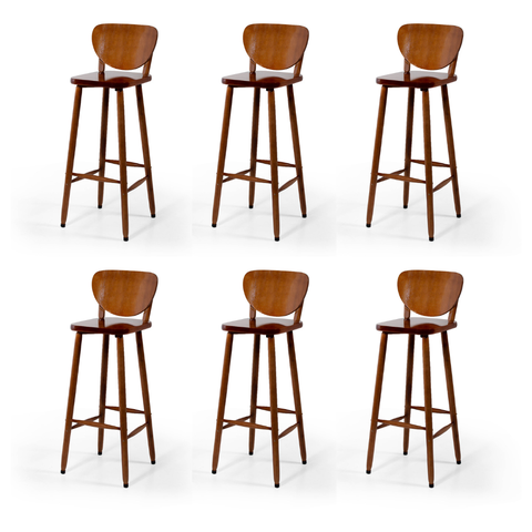 Conjunto 6 Banquetas Altas Bistrô de Madeira Lisboa:imbuia