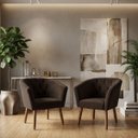 Ver imagem 1 de Jogo 2 Poltronas Estofadas Tecido Veludo Elegante para Sala de Espera Aconchegante Pés de Madeira Re